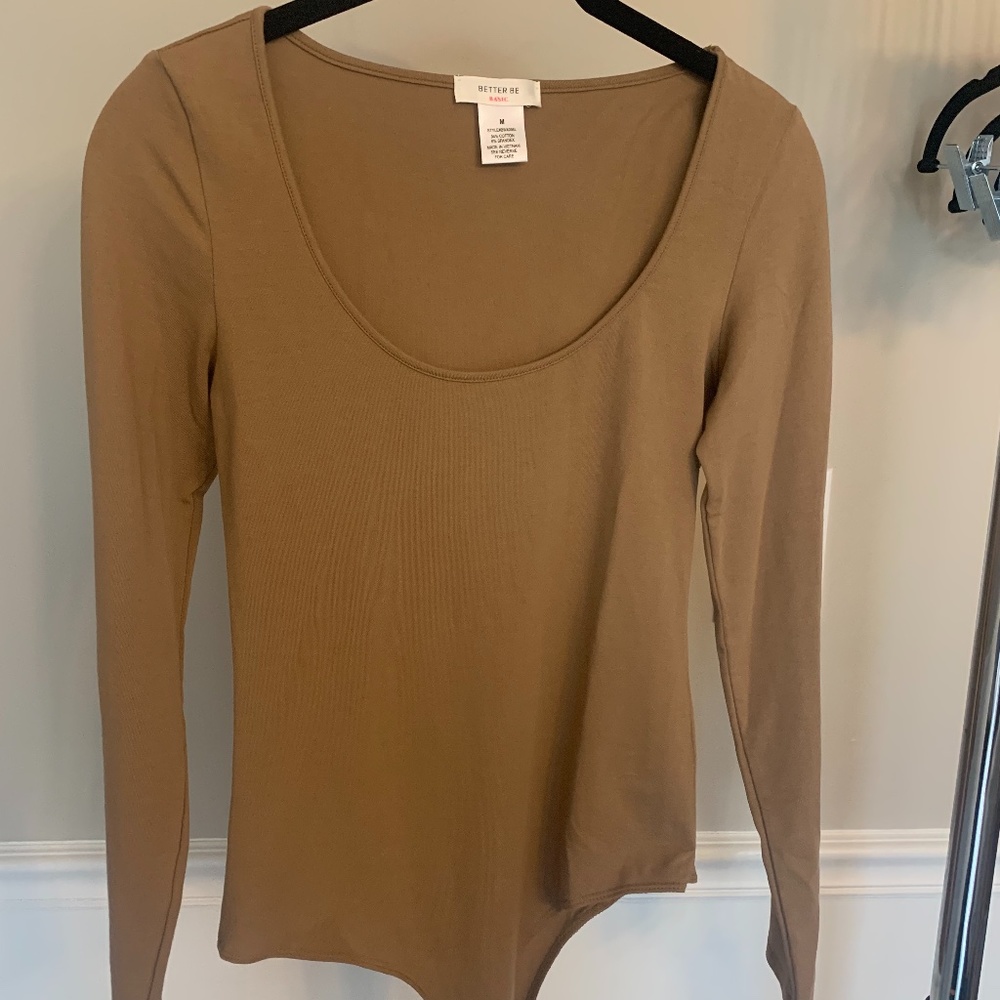 BETTER BE BASIC TAN LONG SLEEVE BODYSUIT